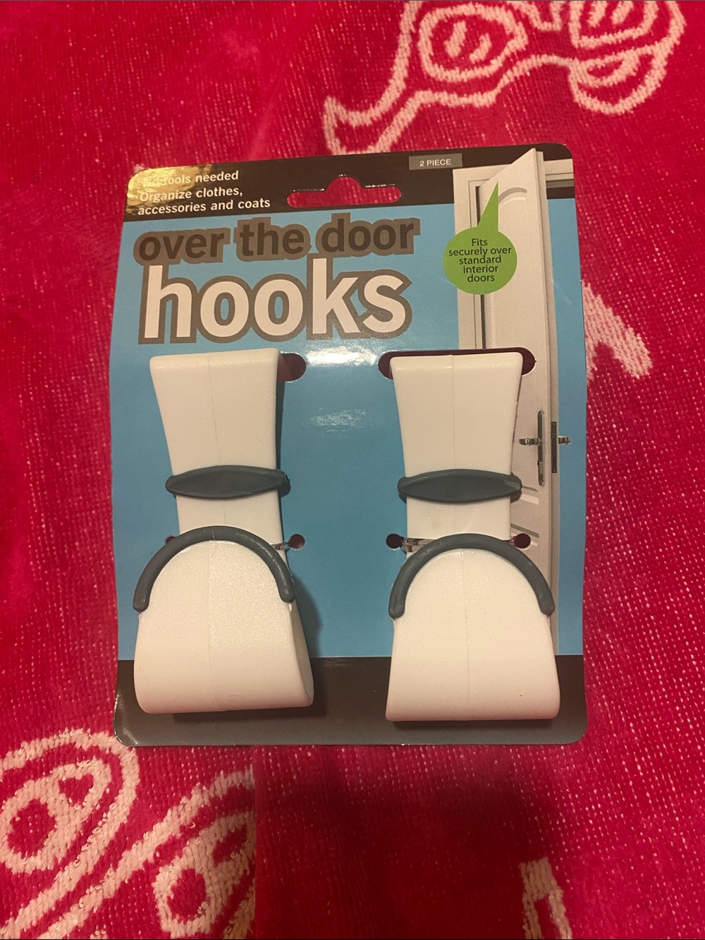 Over The Door Hooks - White and blue- Unbranded